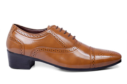 Men's Height Increasing Faux Leather Oxford Semi Brogue Formal Lace-Up Shoes
