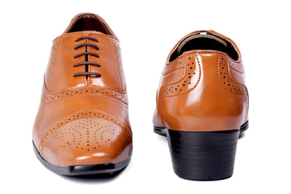 Men's Height Increasing Faux Leather Oxford Semi Brogue Formal Lace-Up Shoes