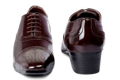 Men's Height Increasing Faux Leather Oxford Semi Brogue Formal Lace-Up Shoes