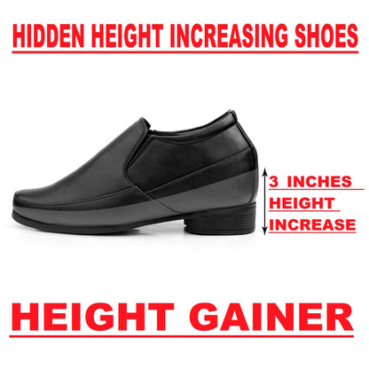 BXXY Mens 3 Inches Hidden Height Increasing Formal Wear Slipon Shoes