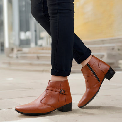 BXXY 2 Inch Height Increasing Ankle Zipper Boots For Men
