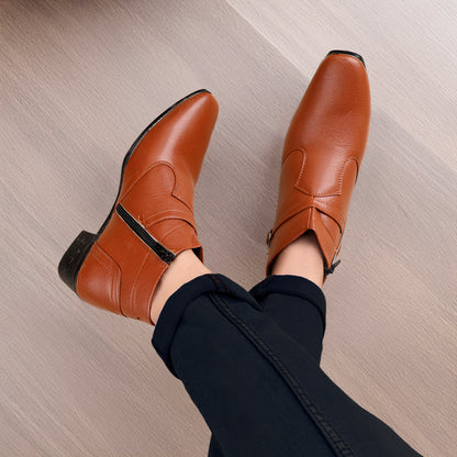 BXXY 2 Inch Height Increasing Ankle Zipper Boots For Men