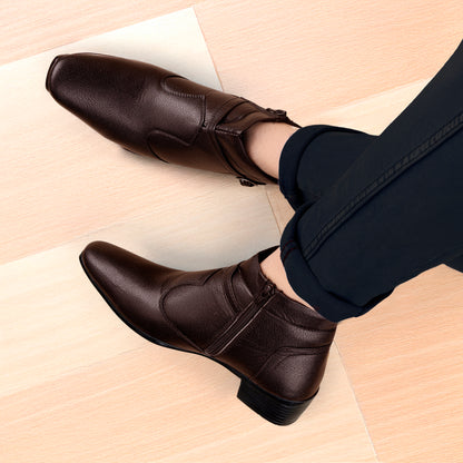 BXXY 2 Inch Height Increasing Ankle Zipper Boots For Men
