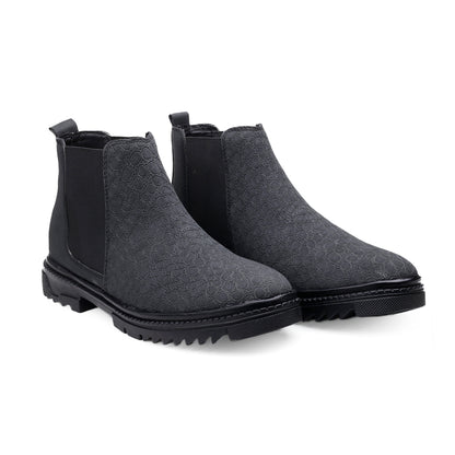 Men’s Designer Slip-On Boots Textured Finish Look