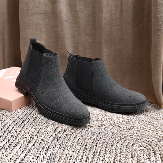 Men’s Designer Slip-On Boots Textured Finish Look