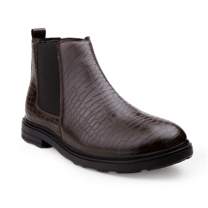 Premium Croc Finish Ankle Boots for Men – Smart Casual Wear