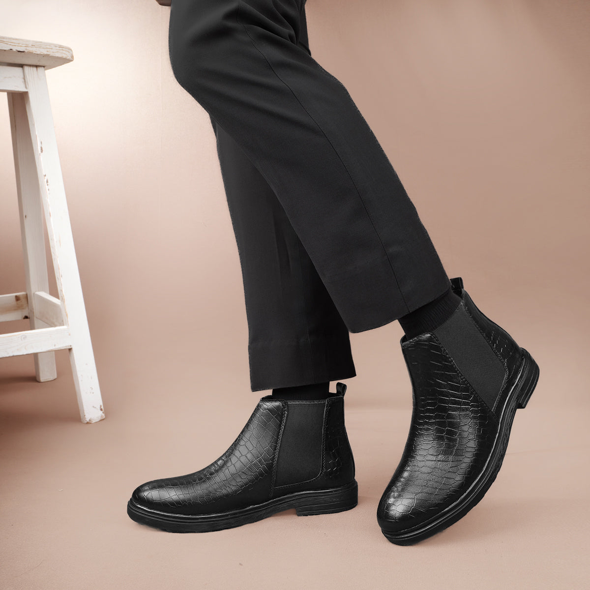 Premium Croc Finish Ankle Boots for Men – Smart Casual Wear