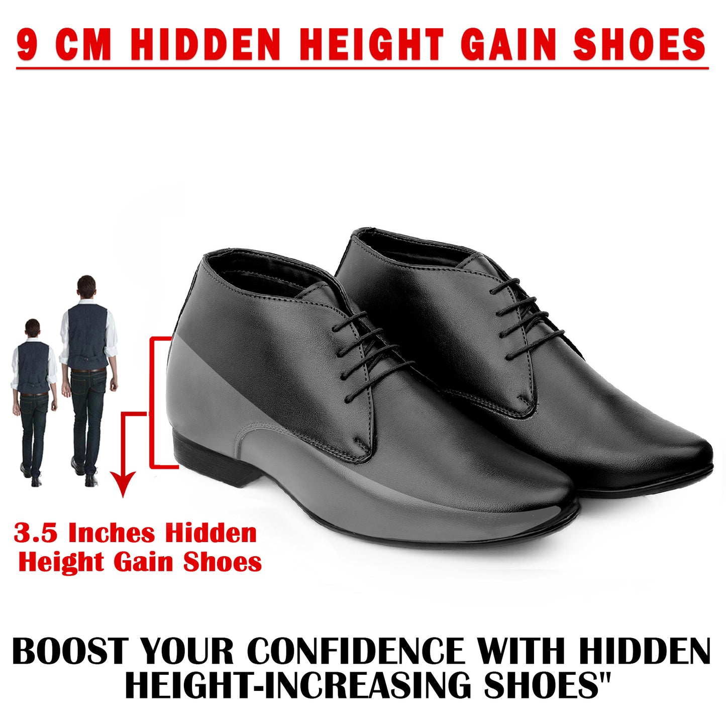 BXXY Hidden Height Increasing Lace-Up Derby Shoes 3.5 Inch