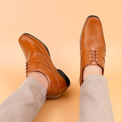 BXXY's 3 inch Hidden Height Increasing Lace-Up Formal Shoes for Men
