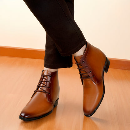 BXXY Men's Formal Lace-Up Boots with 3.5 Inch Hidden Height Increase