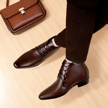 BXXY Men's 3.5 Inches Hidden Height Increasing Formal Lace-up Boot