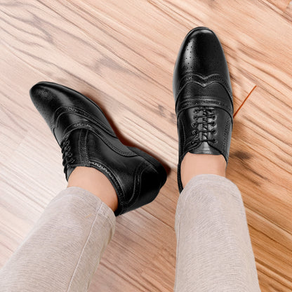 Men's 3 Inch Height Increasing Formal Lace-up Brogue Oxford Shoes