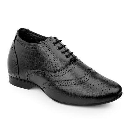 Men's 3 Inch Height Increasing Formal Lace-up Brogue Oxford Shoes