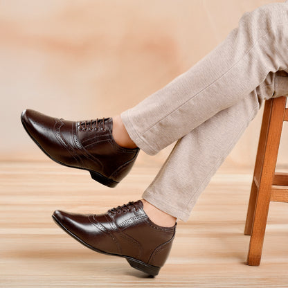 Men's 3 Inch Height Increasing Formal Lace-up Brogue Oxford Shoes