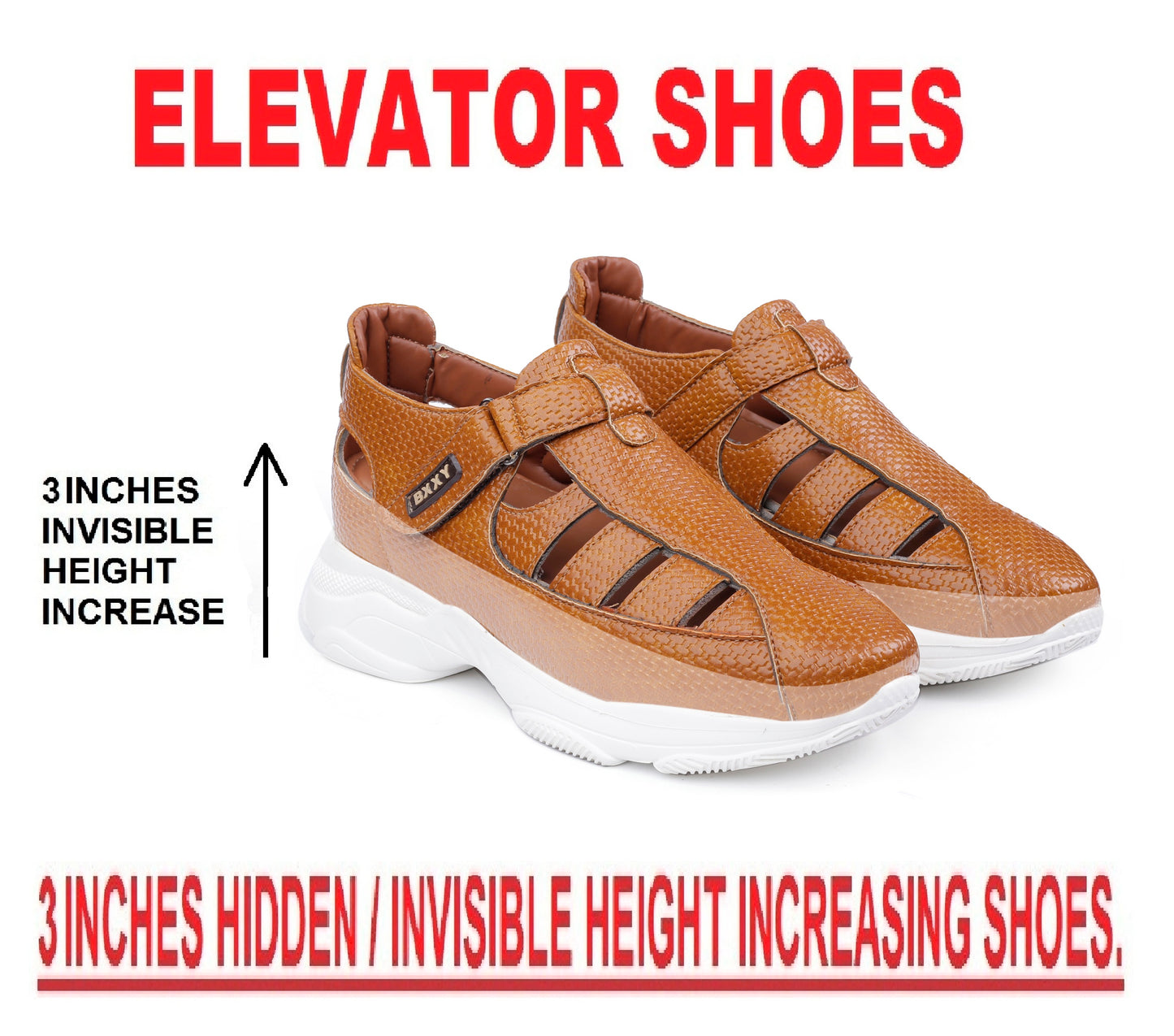 Bxxy's 3 Inch Hidden Height Increasing Velcro Ulta Comfortable Sandals for Men