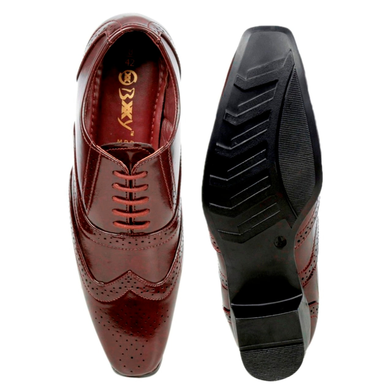 BXXY Men's Height Increasing Formal Brogue Faux Leather Oxford Shoes