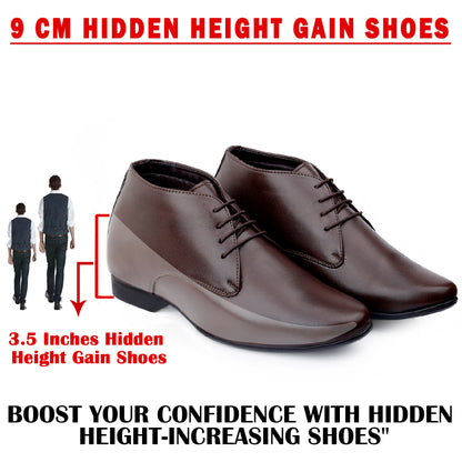 BXXY 9 cm Hidden Height Increasing Formal Derby Boots for Men