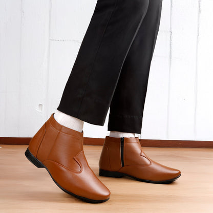 Bxxy Men’s Elevator Boots with Zipper – 3.5 Inch Height Boost