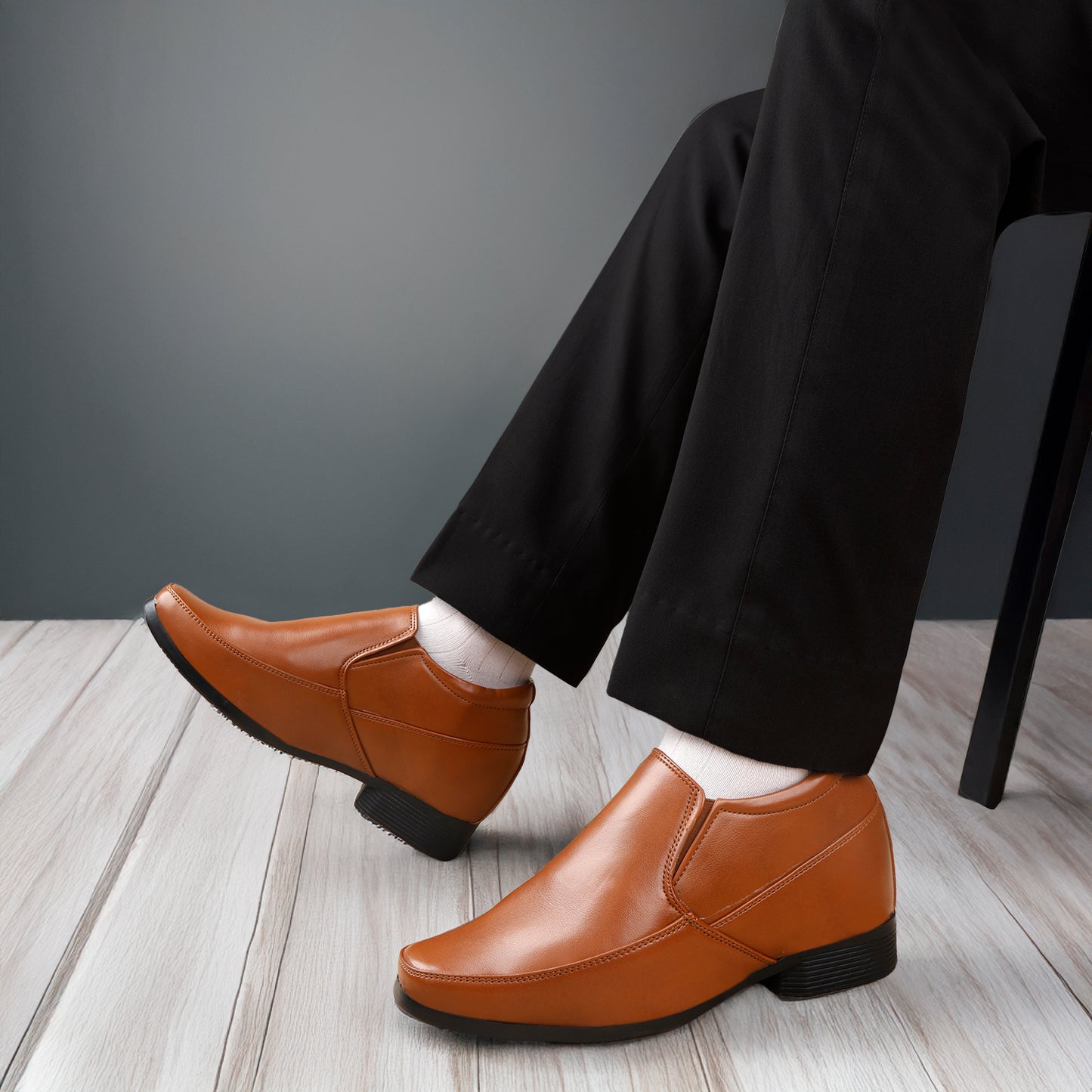 BXXY Men’s 3 Inches (7.62CM) Hidden Height Increasing Formal Slip-on Shoes