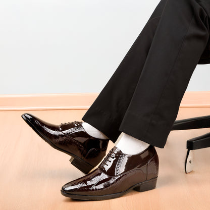 Men’s Glossy Black Elevator Shoes – 9CM Hidden Lift