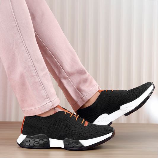 Men's Knitted Breathable Upper Casual Brogue Lace-Up Shoes