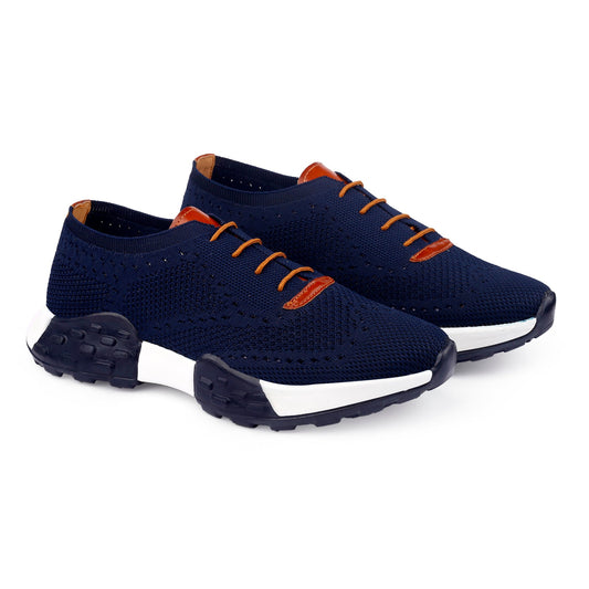 Men's Knitted Upper Casual Brogues Lace-up Running Shoes