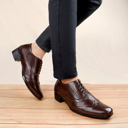 BXXY Height Increasing Formal And Office Wear Brogue Shoes For Men