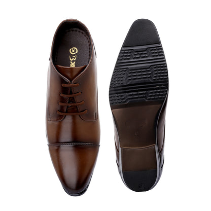 Men's Elevator Dress Shoes – 3.5 Inch (9CM) Height Increase - Brown