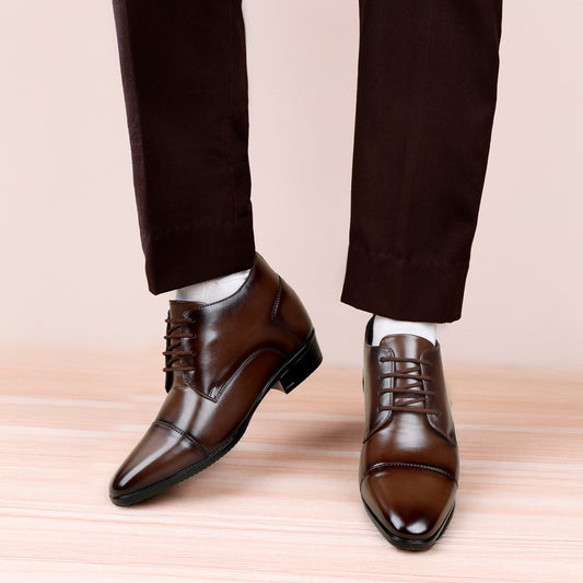 Men's Elevator Dress Shoes – 3.5 Inch (9CM) Height Increase - Brown