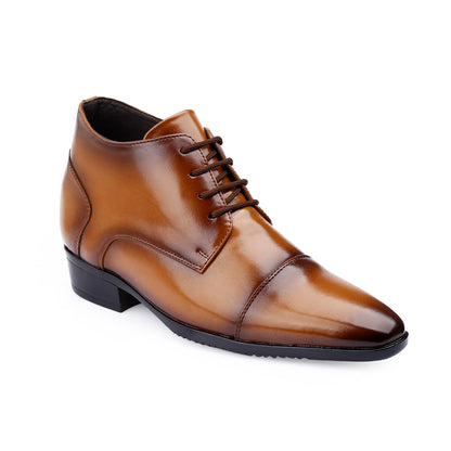 Men's Elevator Dress Shoes – 3.5 Inch (9CM) Height Increase - Tan