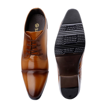 Men's Elevator Dress Shoes – 3.5 Inch (9CM) Height Increase - Tan