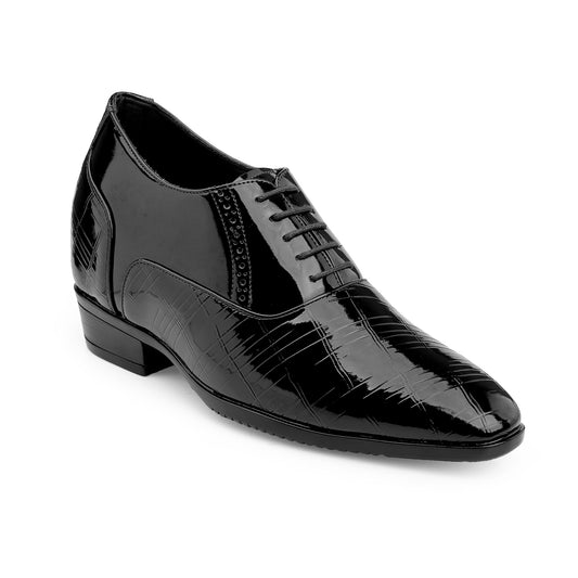 Mens Wedding Wear Elevator Shoes 9CM Hidden Lift Black