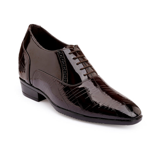 Mens Wedding Wear Elevator Shoes  9CM Hidden Lift Brown