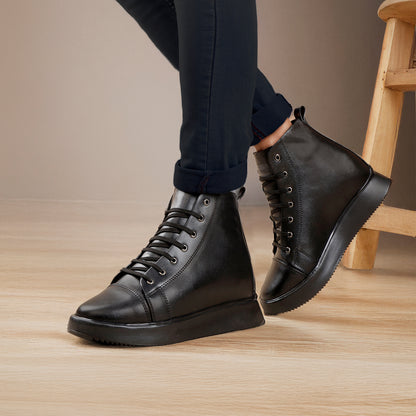 Men's 3.74 Inch (9.5CM) Hidden Height Increasing Boot - Black