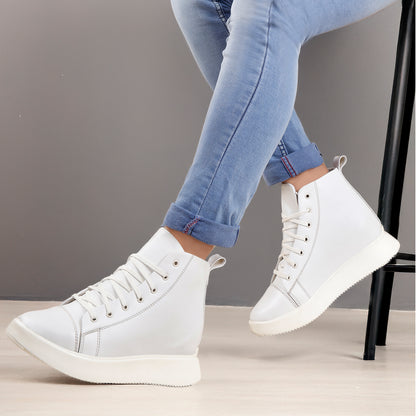 Men's 3.74 Inch (9.5CM) Hidden Height Increasing Boot - White