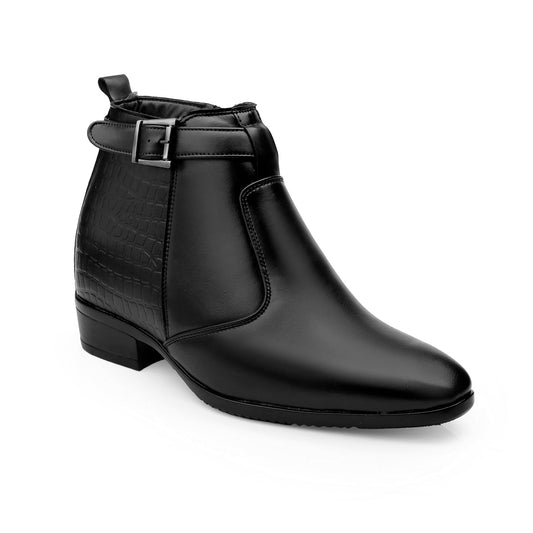 Executive Men’s Elevator Dress Boots – Hidden 9cm Height Boost - Black