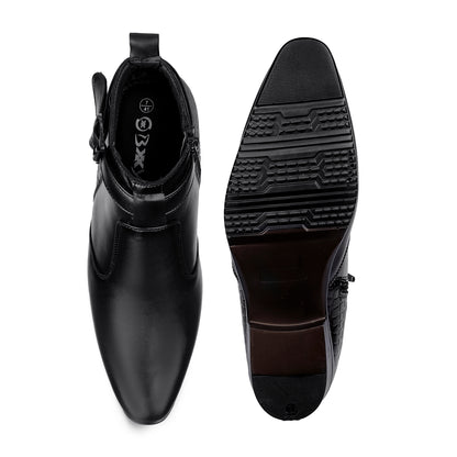 Executive Men’s Elevator Dress Boots – Hidden 9cm Height Boost - Black