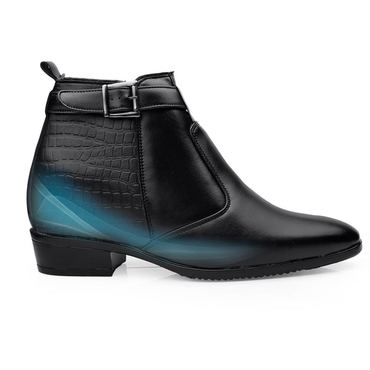 Executive Men’s Elevator Dress Boots – Hidden 9cm Height Boost - Black
