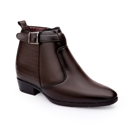 Executive Men’s Elevator Dress Boots – Hidden 9cm Height Boost - Brown