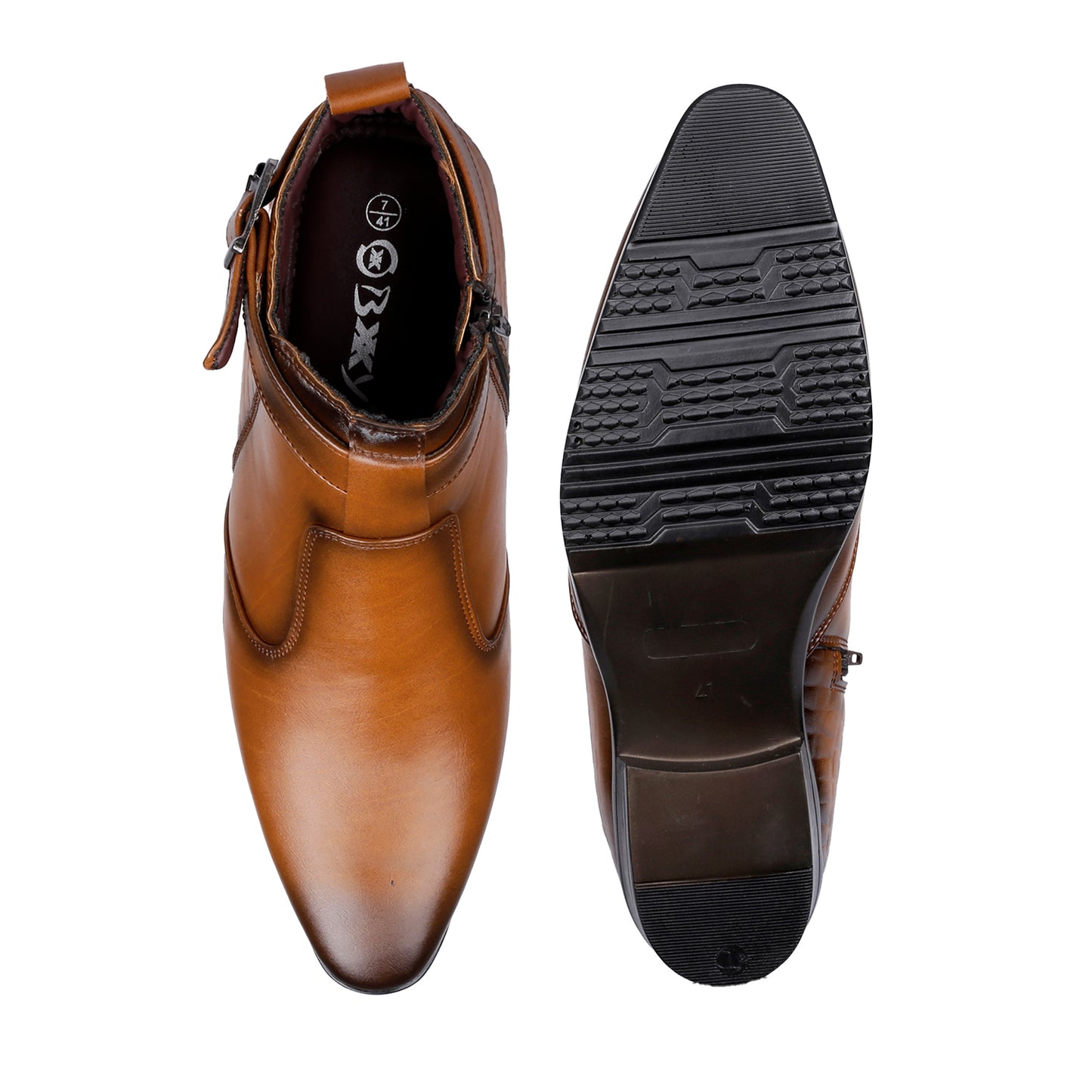 Executive Men’s Elevator Dress Boots – Hidden 9cm Height Boost - Tan