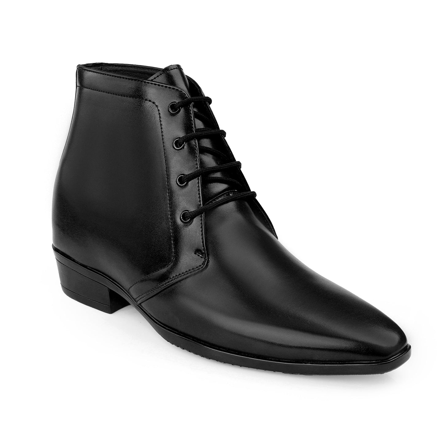 BXXY Men's 3.5 Inches Hidden Height Increasing Formal Lace-up Boot - Black