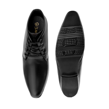 BXXY Men's 3.5 Inches Hidden Height Increasing Formal Lace-up Boot - Black