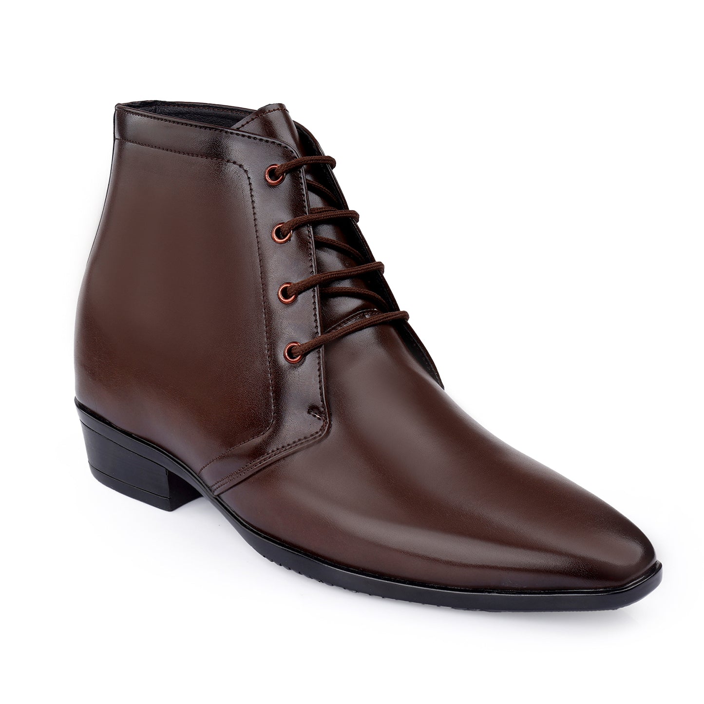 BXXY Men's 3.5 Inches Hidden Height Increasing Formal Lace-up Boot - Brown