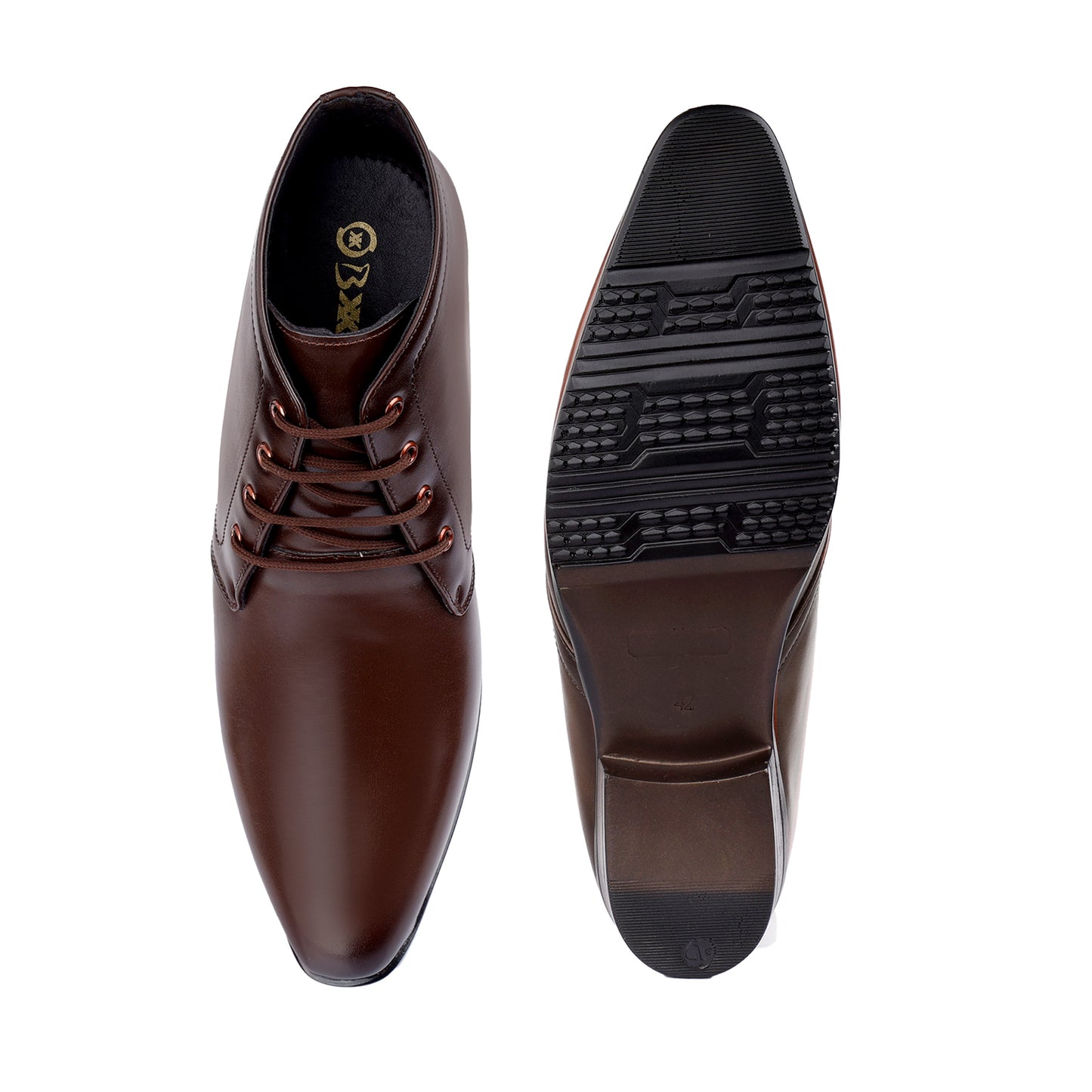 BXXY Men's 3.5 Inches Hidden Height Increasing Formal Lace-up Boot - Brown