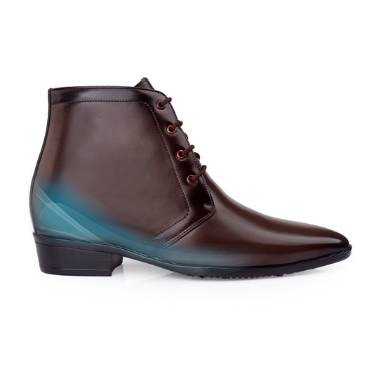 BXXY Men's 3.5 Inches Hidden Height Increasing Formal Lace-up Boot - Brown
