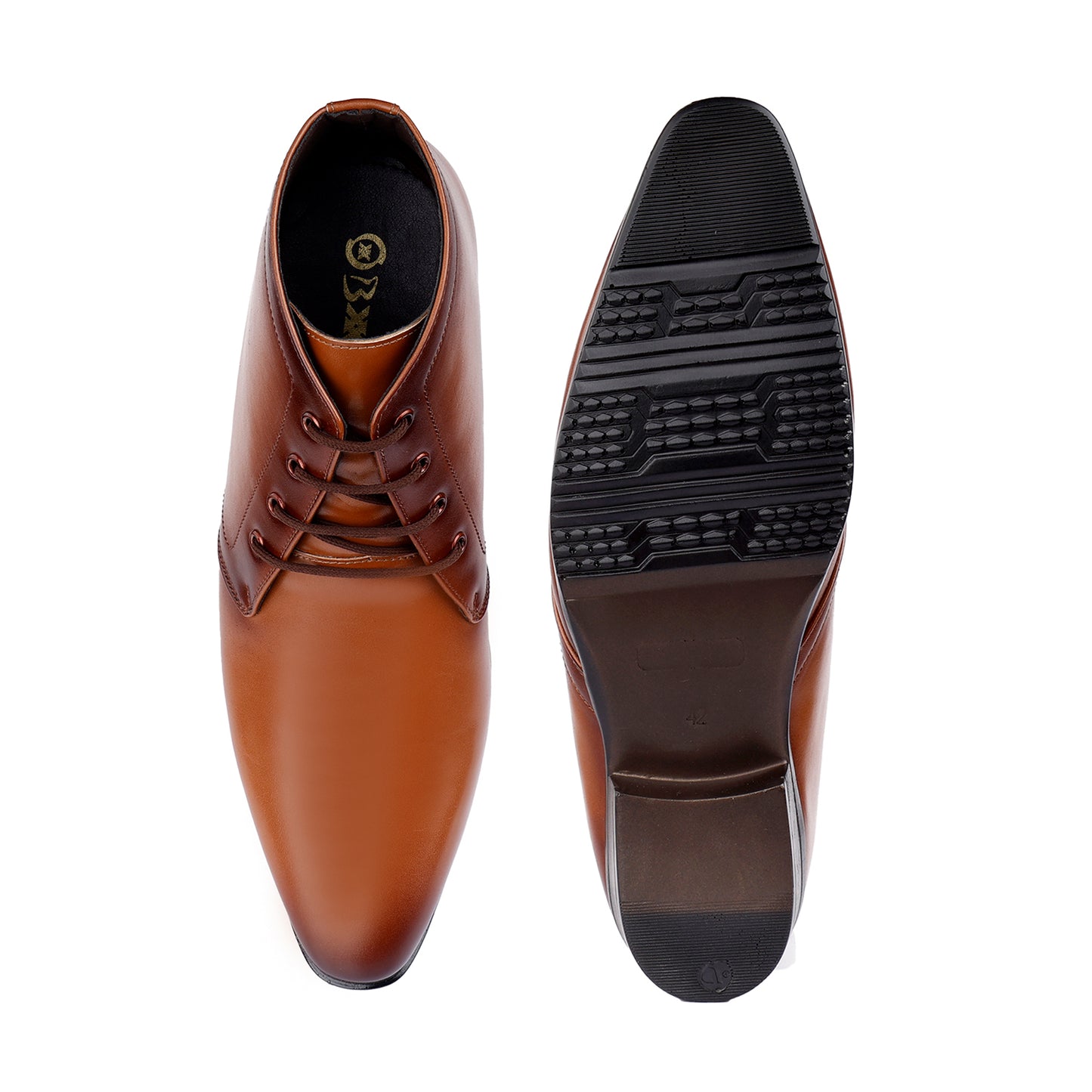 BXXY Men's 3.5 Inches Hidden Height Increasing Formal Lace-up Boot - Tan