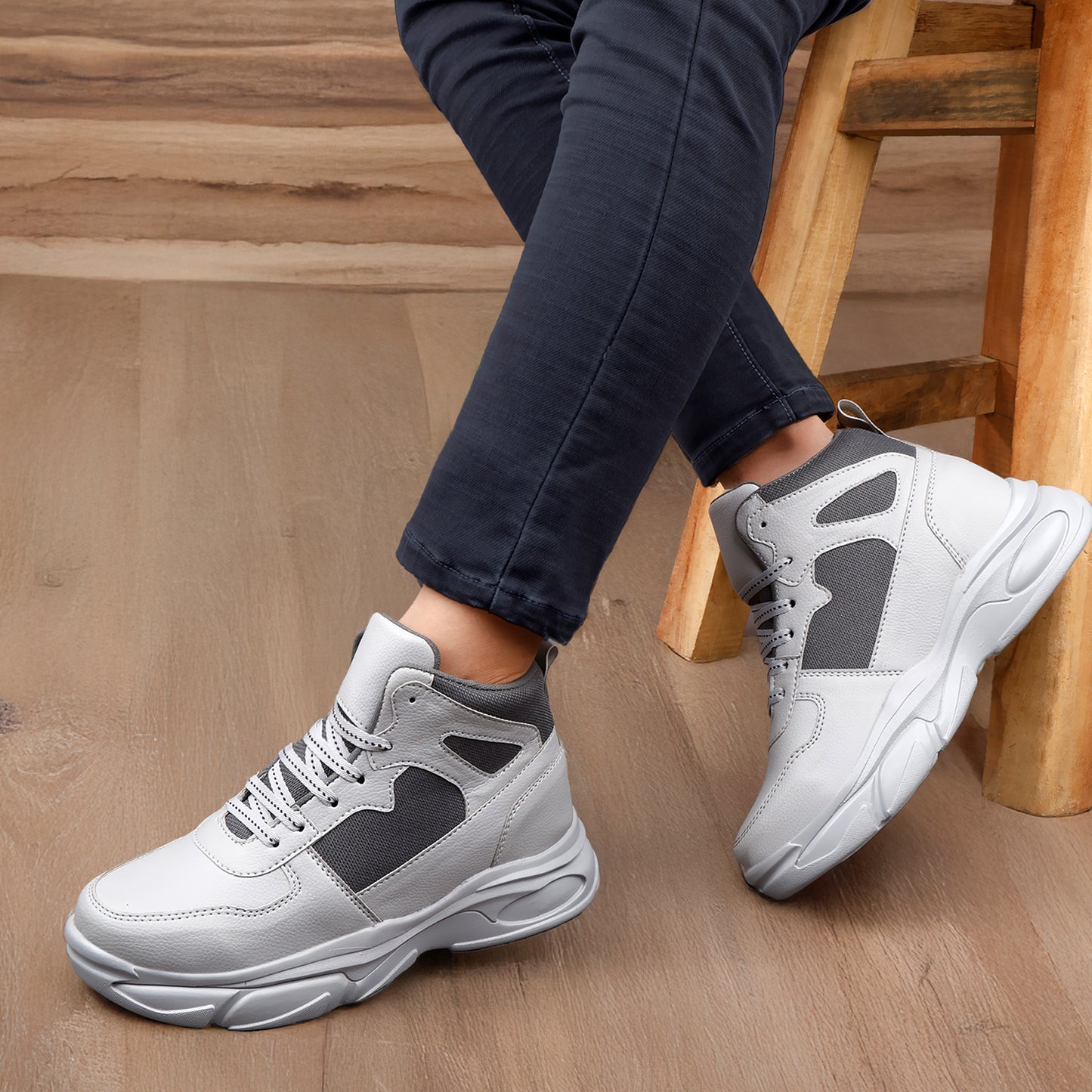 Men’s Hidden Height Shoes, 3 Inch Elevator Sneakers for Everyday Confidence - Gray