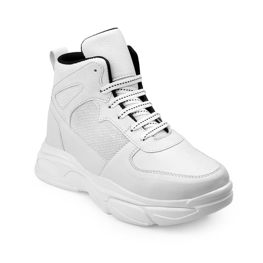 Men’s Hidden Height Shoes, 3 Inch Elevator Sneakers for Everyday Confidence - White