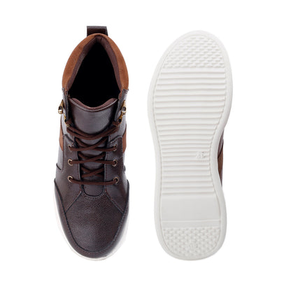 Men's 3.5 Inches / 9 cm Hidden Height Increasing Elevator Boots for Men - Brown