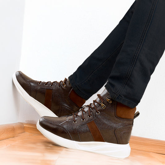 Men's 3.5 Inches / 9 cm Hidden Height Increasing Elevator Boots for Men - Brown
